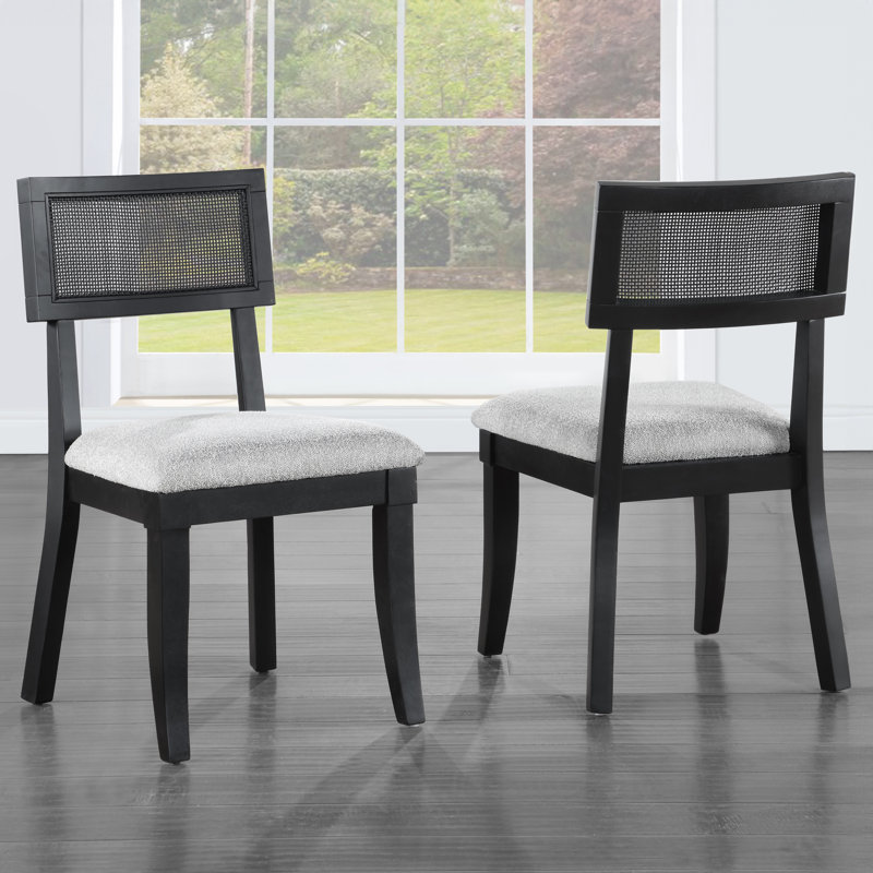 Barry Oak Wood Dining Set, 5 Pieces: Table, 4 Chairs, White/Black/Gray