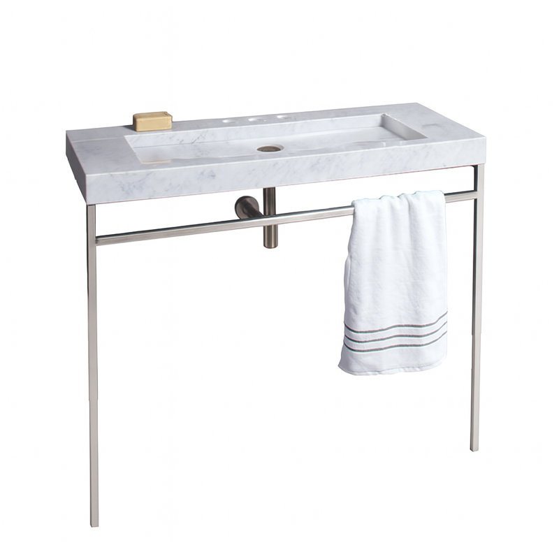 Libera 41.88'' L Bathroom Sink, None, Polished Stainless Steel, Marquina