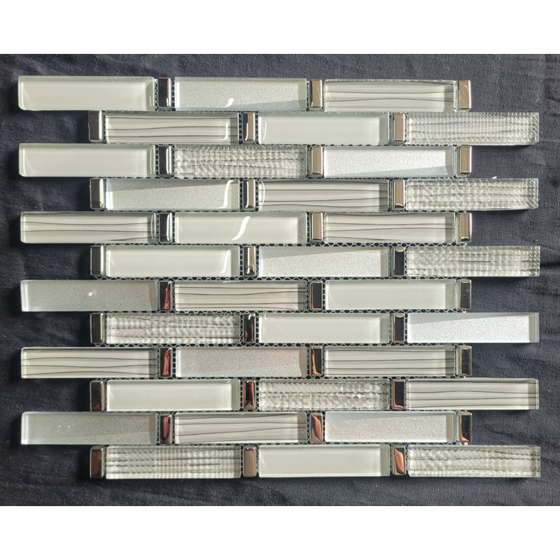 1" x 4" Glass Mosaic Tile, White