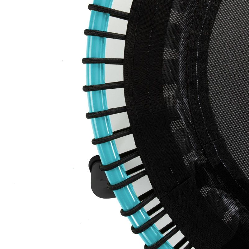 Black and Teal Round Fitness Trampoline with Enclosure