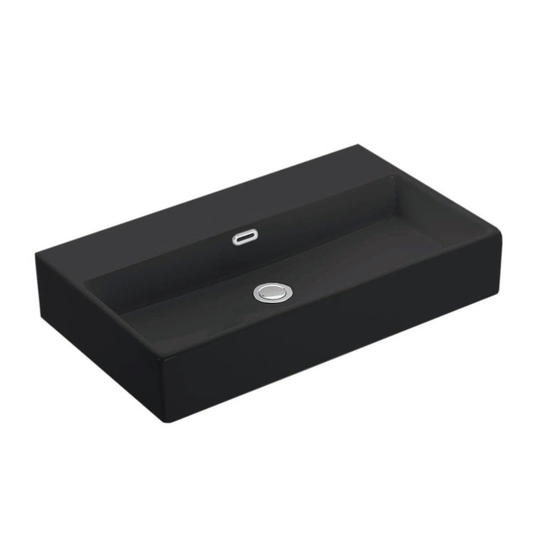 WS Bath Collections Quattro 16.4'' Ceramic Rectangular Bathroom Sink with Overflow