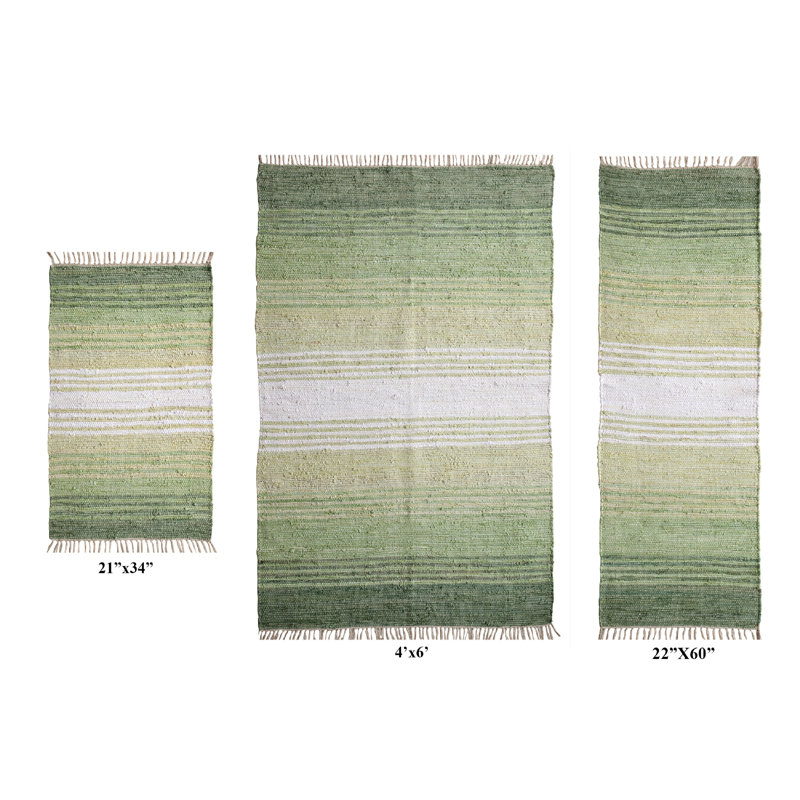 Barbieri Stripe Tufted Sage/White Area Rug