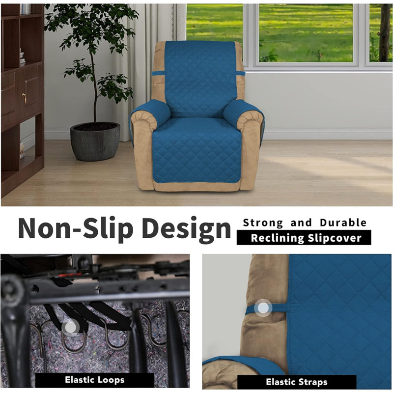 Housse de fauteuil inclinable réversible Easy-Going Chair, H 3,43 po x l 11,48 po x P 11,58 po, Tissu bleu / beige