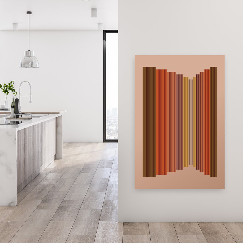 Impression d'art contemporain abstrait géométrique chaleureux, 48" H x 32" W
