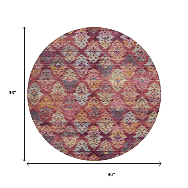 Tapis rond lavable d'extérieur 8 pi Aztec