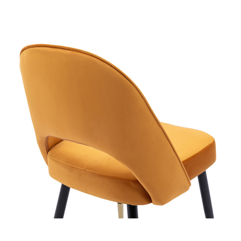 Adolina Modern Velvet Dining Chair Upholstered Armchair with Metal Legs, Yellow