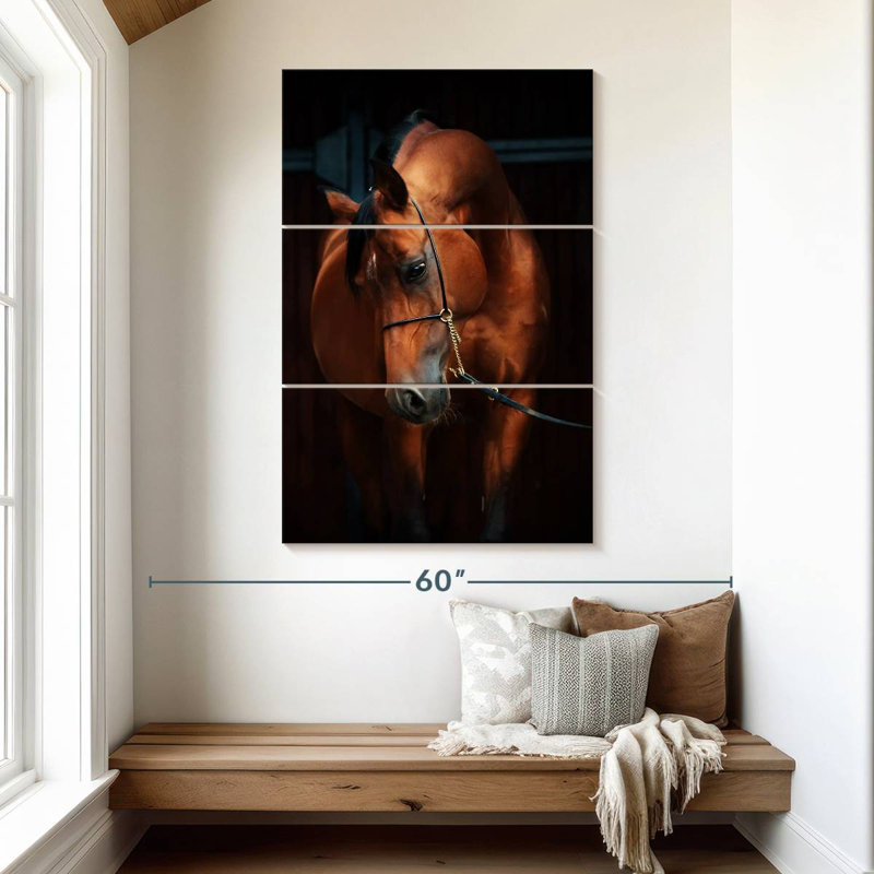 Brampt cheval dans l'écurie, H 50 po x l 32 po