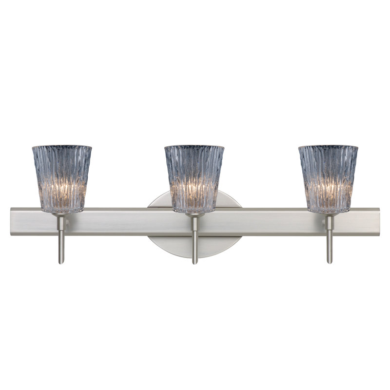 Éclairage pour meuble-lavabo 3 lumières Senesca, Pierre transparente, Nickel satiné