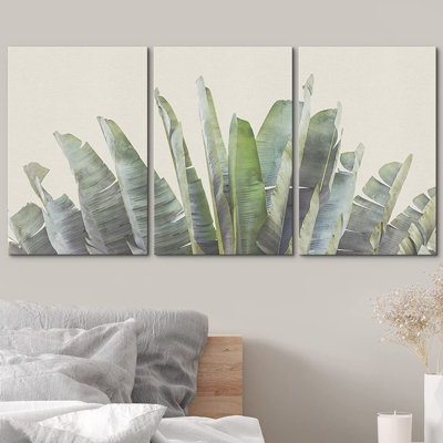 IDEA4WALL Framed Canvas Print Wall Art Set Tropical Jungle Banana Leaf Collage Nature Floral Digital Art Modern Art Rustic Botanical Relax/Calm For Living Room, Bedroom, Office