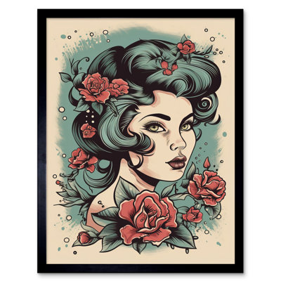 Bighorn Woman Rose Flowers - Single Picture Frame Print