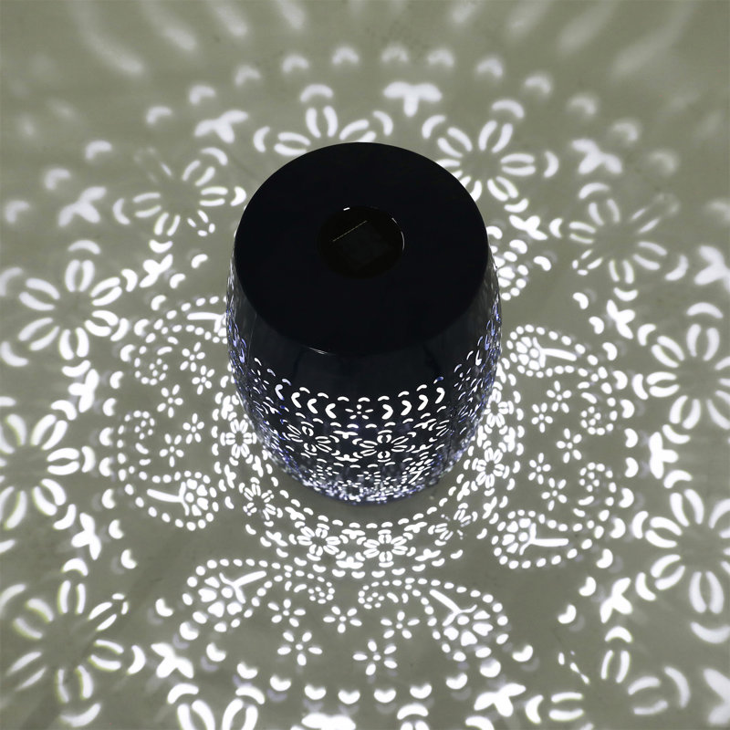 Lumi Solar-Lighted Iron Side Table, Dark Blue