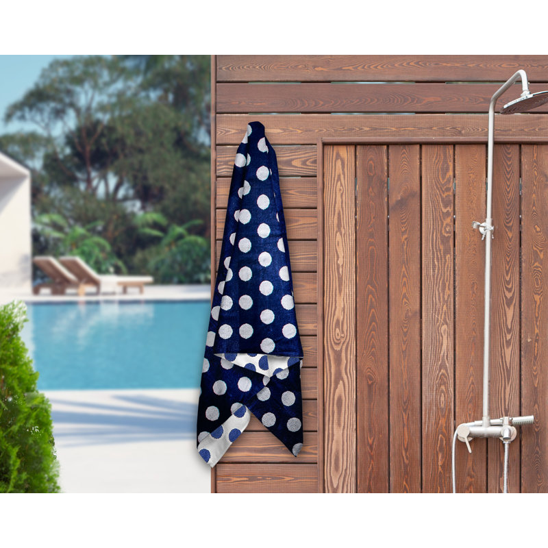 Serviette de plage surdimensionnée 100% coton Makenna, Bleu