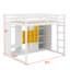 Lit mezzanine en bois pleine grandeur avec garde-robe, tablettes et armoire-118032702