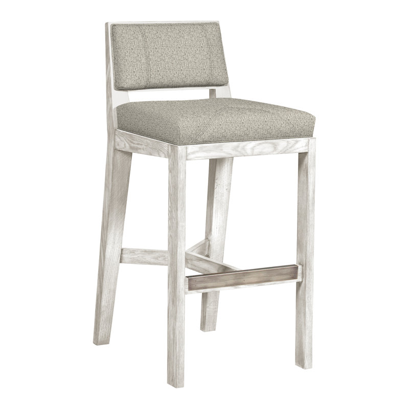 Scoville By Thom Filicia Upholstered Counter Stool with Solid Wood Frame, Casa Blanca, Tuck Metal