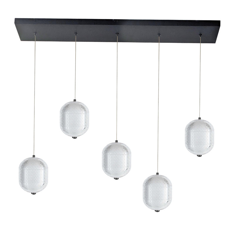 Peri 5 Light LED Linear Pendant - 37.5W - Matte Black Finish