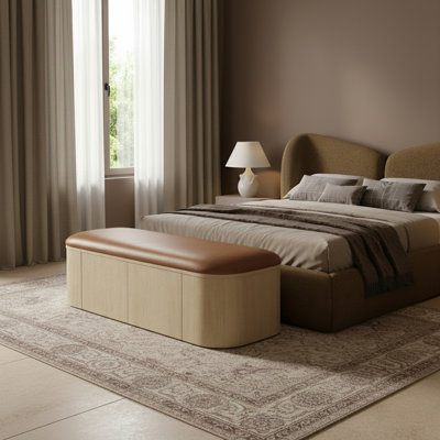Banc de rangement en cuir Velden