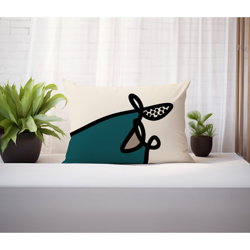 Coussin lombaire réversible intérieur / extérieur Jai Abstract, H 18 po x l 25 po, Émeraude