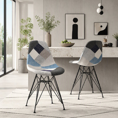 Fauteuil d'appoint bohémien en patchwork avec pieds chromés