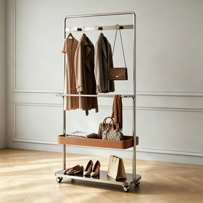 Stainless Steel Leather Rolling Coat Rack