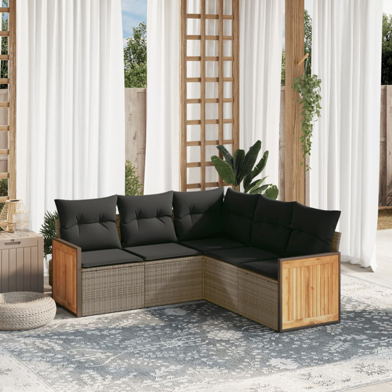 Ensemble de canapé de jardin modulaire en rotin PE gris 5 pièces Vidaxl