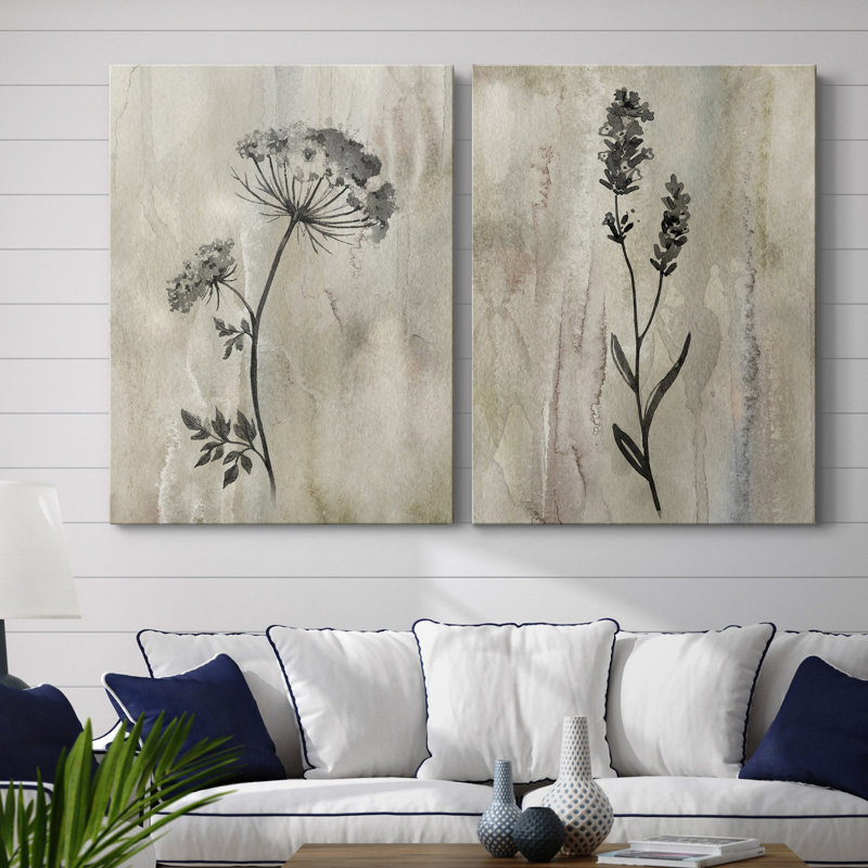 «Sumi-e Silhouette I», ensemble de 2 reproductions d'art, H 40 po x l 60 po, Toile tendue, Sans cadre