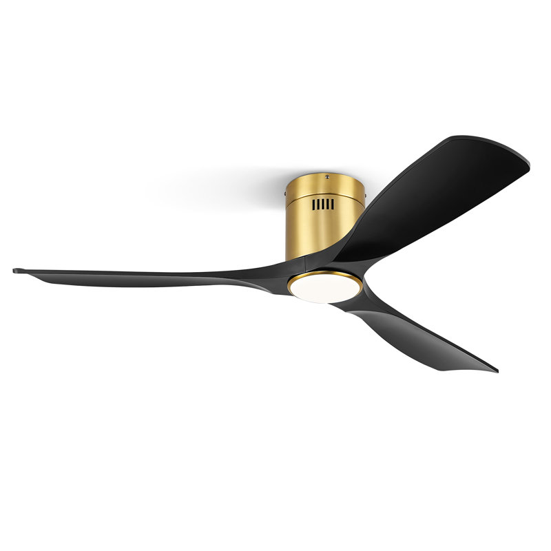 Ventilateur de plafond standard à 3 pales de 52 po avec télécommande et lumière DEL, brise silencieuse pour toutes les saisons