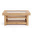 Table basse à deux niveaux de 120 cm avec plateau en verre trempé – Structure en bois robuste, étagères de rangement ouvertes – Résistante aux égratignures, facile à nettoyer – Idéale pour le salon ou un appartement-1277177776