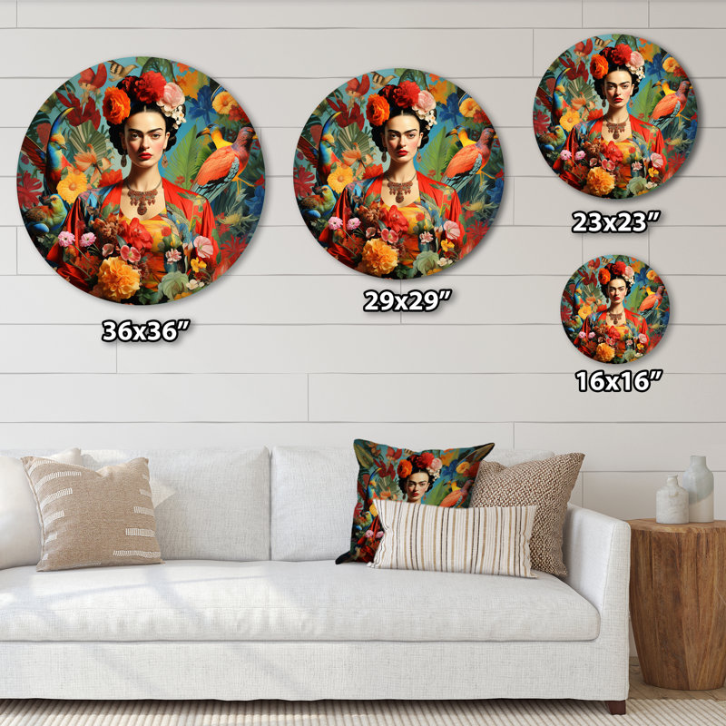 Art floral coloré coloré Frida I - People, H 16 po x l 16 po