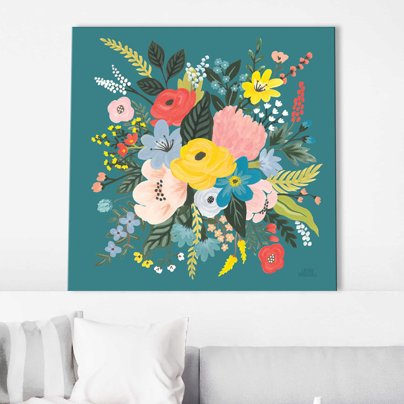 «Wild Garden VII» par Laura Marshall - Peinture, L 18 po x H 18 po, Toile tendue