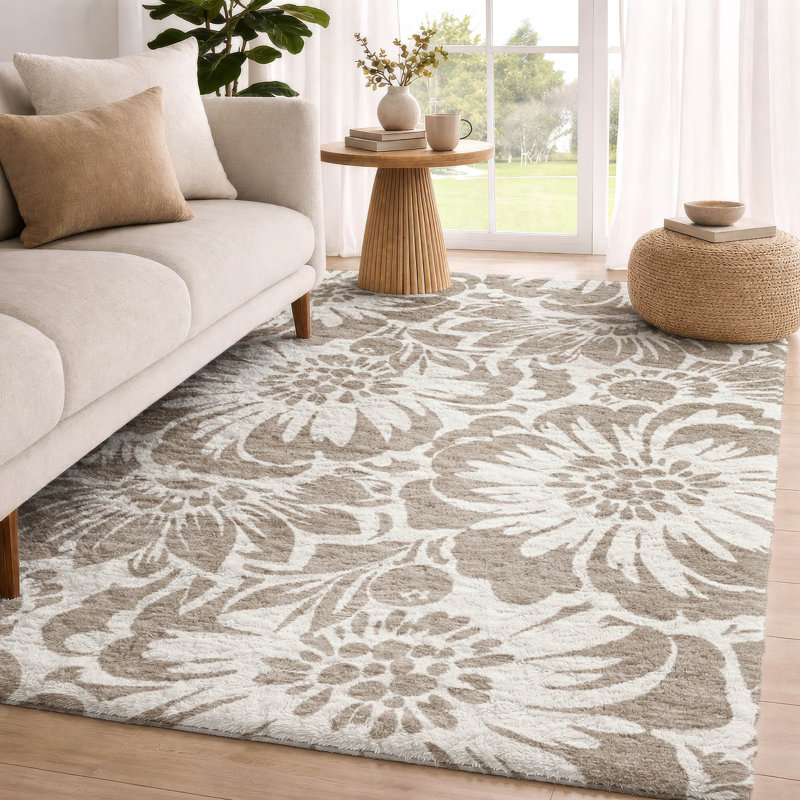 Tapis à poil long de qualité supérieure lavable à la machine ADS551, Taupe, 9 pi x 12 pi