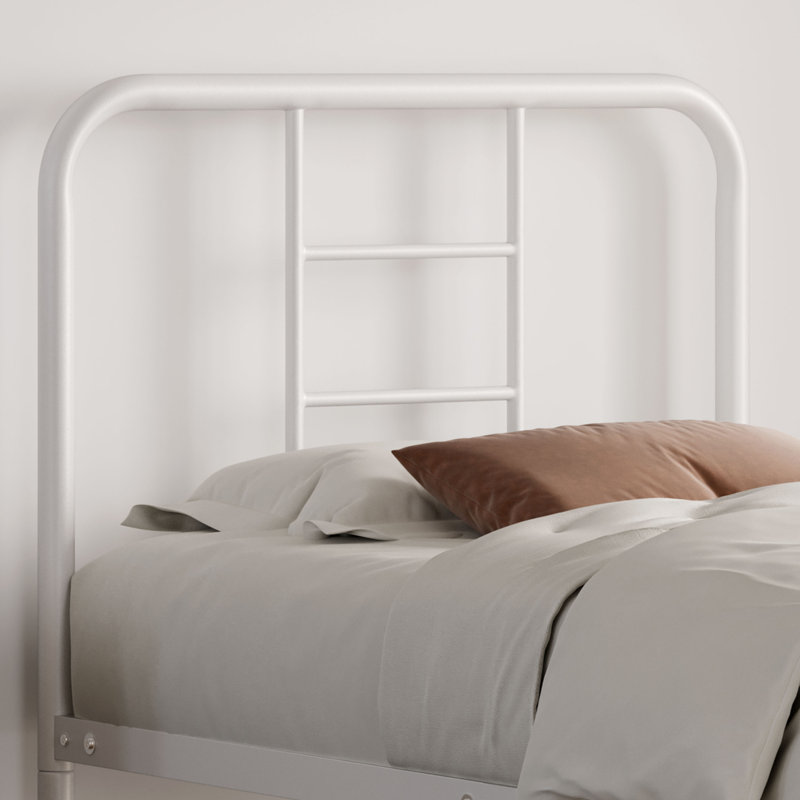 Metal-Framed Bed with High Headboard, Single (3'), White