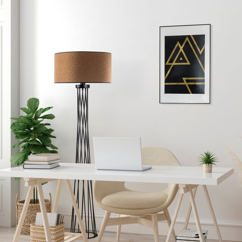 68.78'' Black Traditional Floor Lamp, Yellow