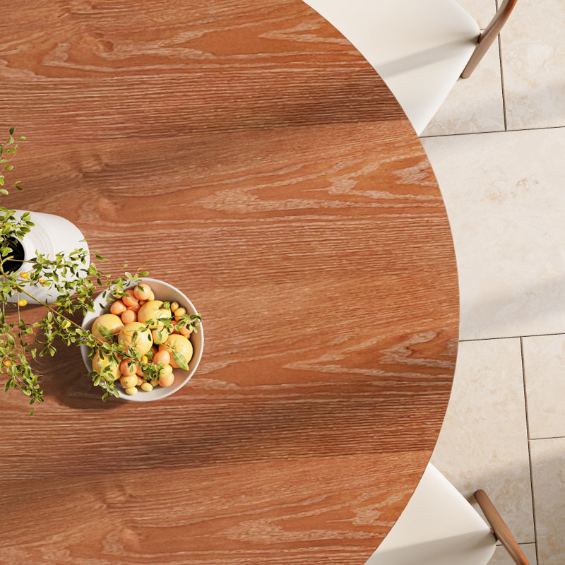 Solid Wood Walnut Round Desktop Pedestal Kitchen Table Holguin, 29.52"H x 47.24"L x 47.24"W