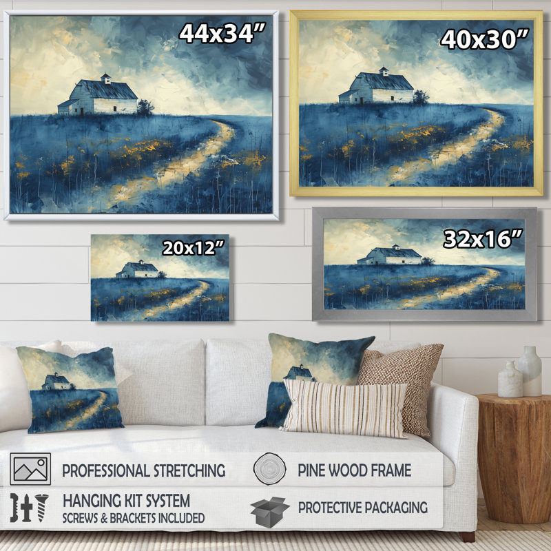 Naomi - décoration murale grange, Toile avec cadre flottant or, H 12 po x l 20 po x P 1 po
