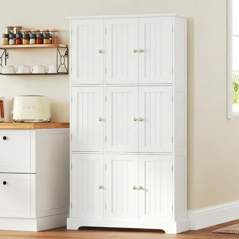 Armoire de rangement verticale H 63 po à 9 portes avec tablettes réglables et ancrage anti-basculement