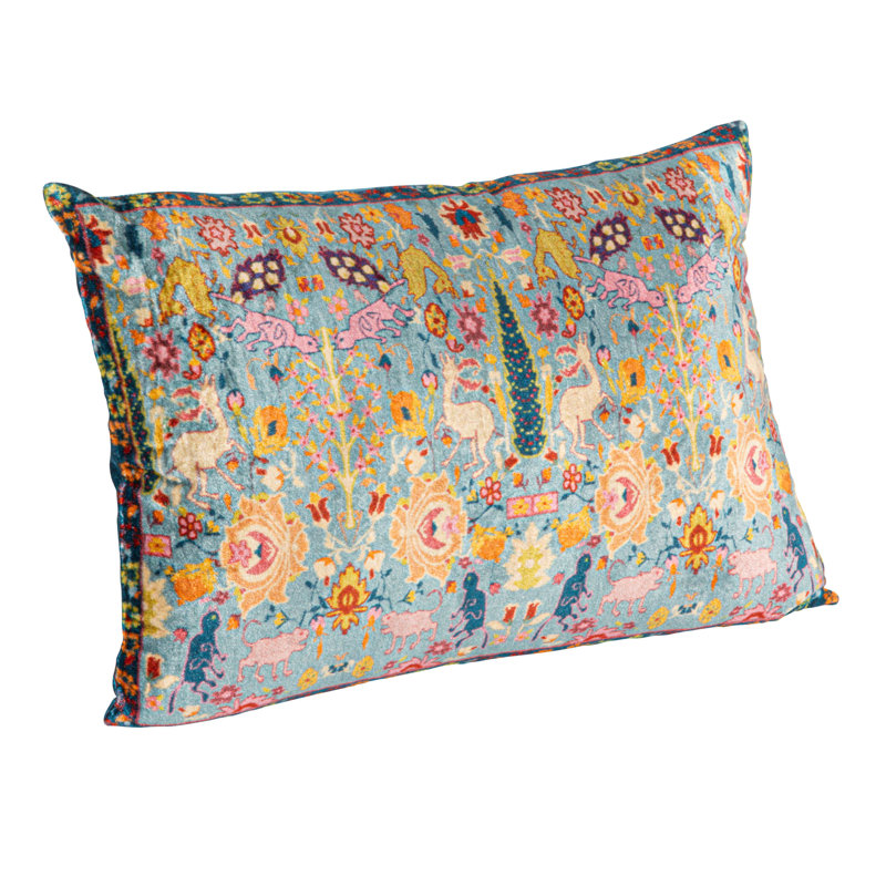 Coussin lombaire en velours Floral Harmony