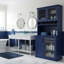 Armoire de rangement de garage autoportante 35,4 "avec huche, tablettes réglables, tiroir, plateaux coulissants et poste de travail-644291790