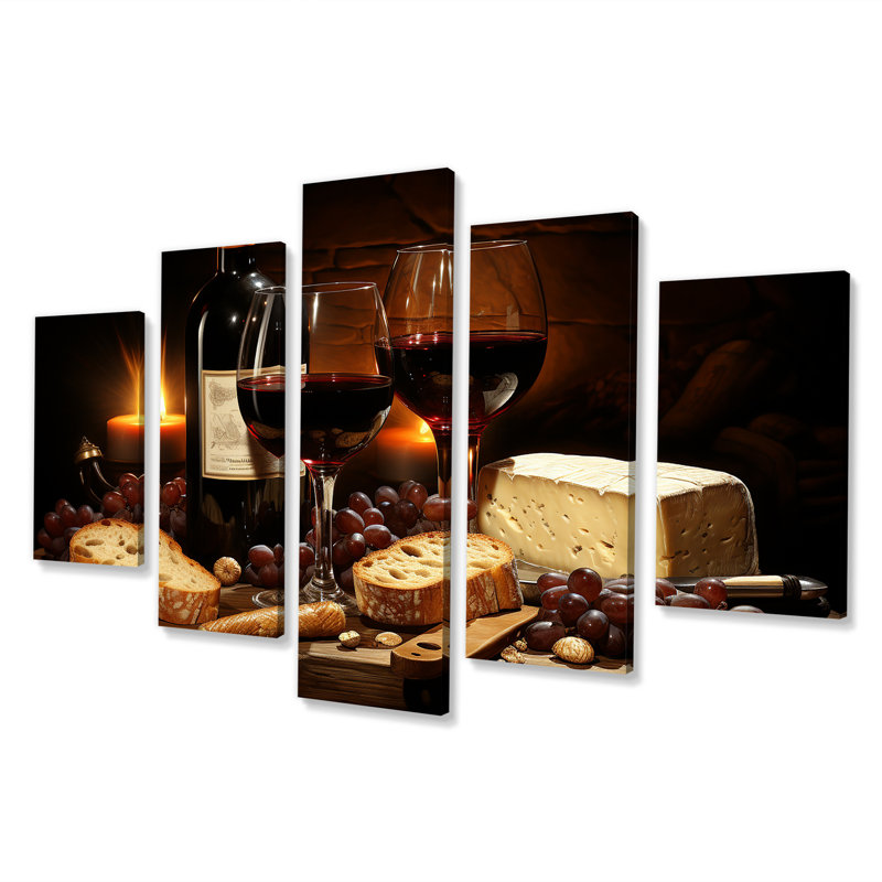 Cheese and Red Wine Charcuterie Board Radiance - Art mural multi-panneaux pour le salon