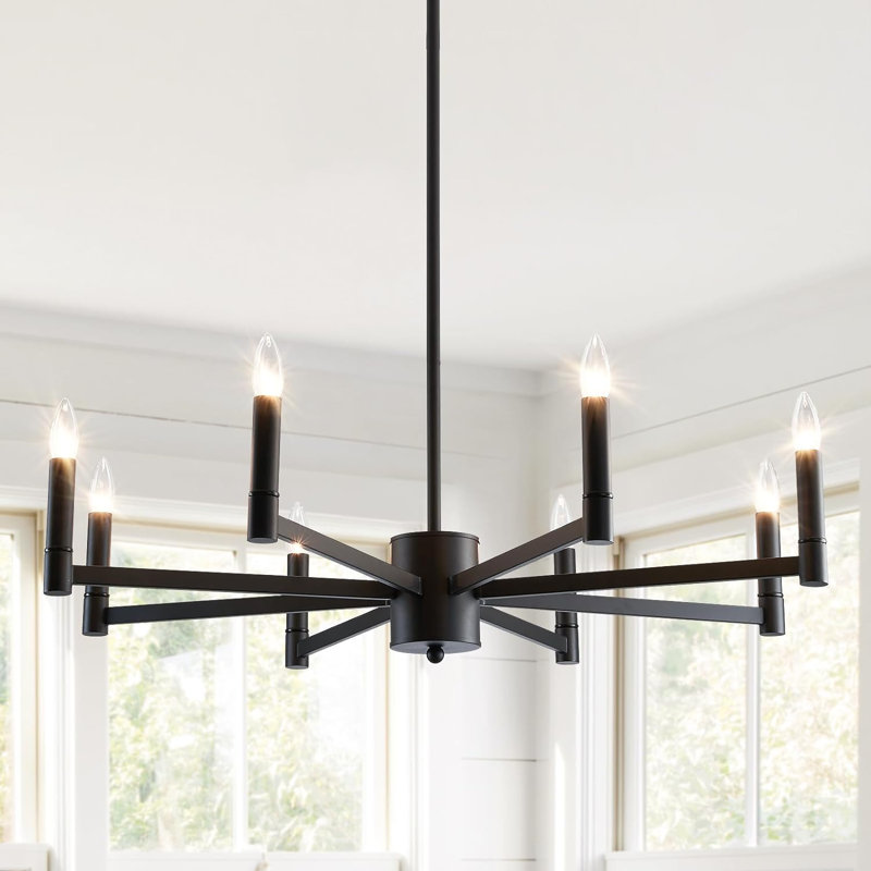 Lustre à 8 lumières Sandina, Noir