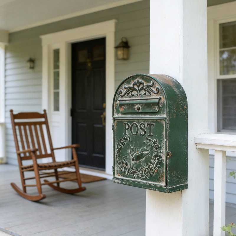 Boîte aux lettres murale rustique rétro pour l'extérieur de style campagnard pour porche, décoration de jardin de porte d'entrée
