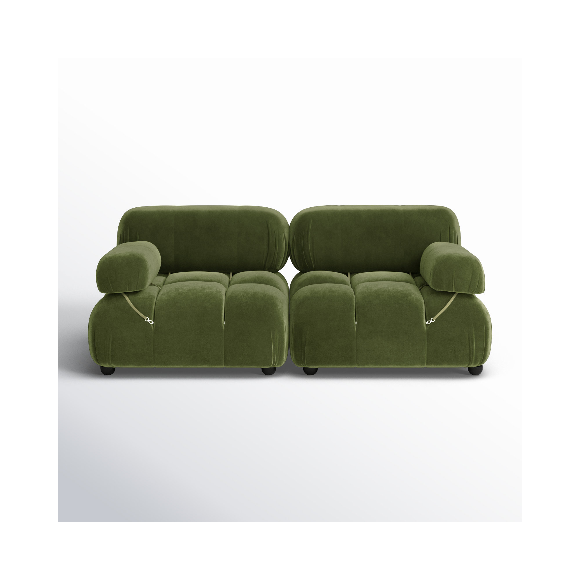 Sigma Upholstered Sofa, Olive Green Velvet, 2, 27.5" H x 72.5" W x 36" D