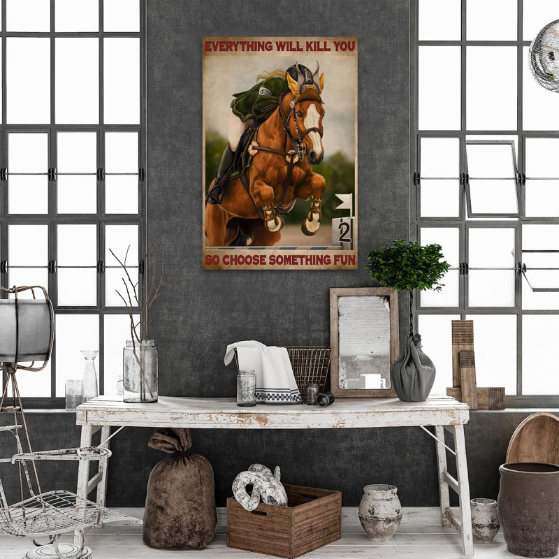 «Horse Racing», «Will Will Kill You So so Quelque chose d'amusant», impression d'art graphique sur toile tendue