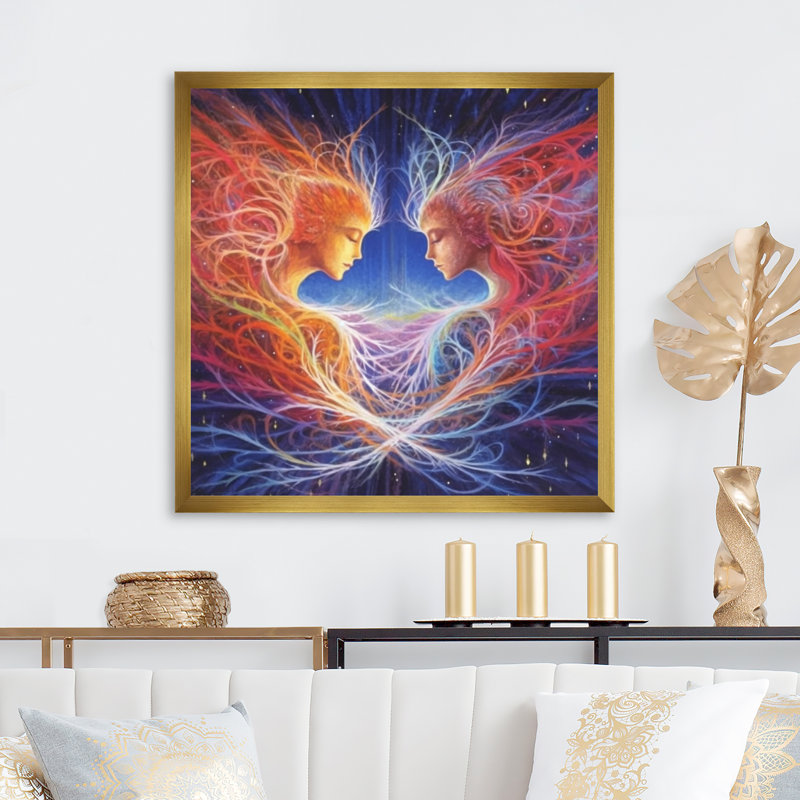 Flamme simple, amour divin I, H 30 po x l 30 po x P 1 po, Cadre doré à une seule photo