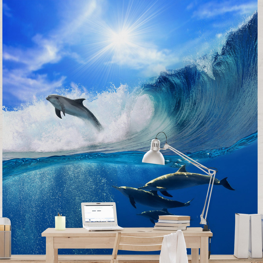 Playing Dolphins 1.92m x 192cm Wallpaper Roll