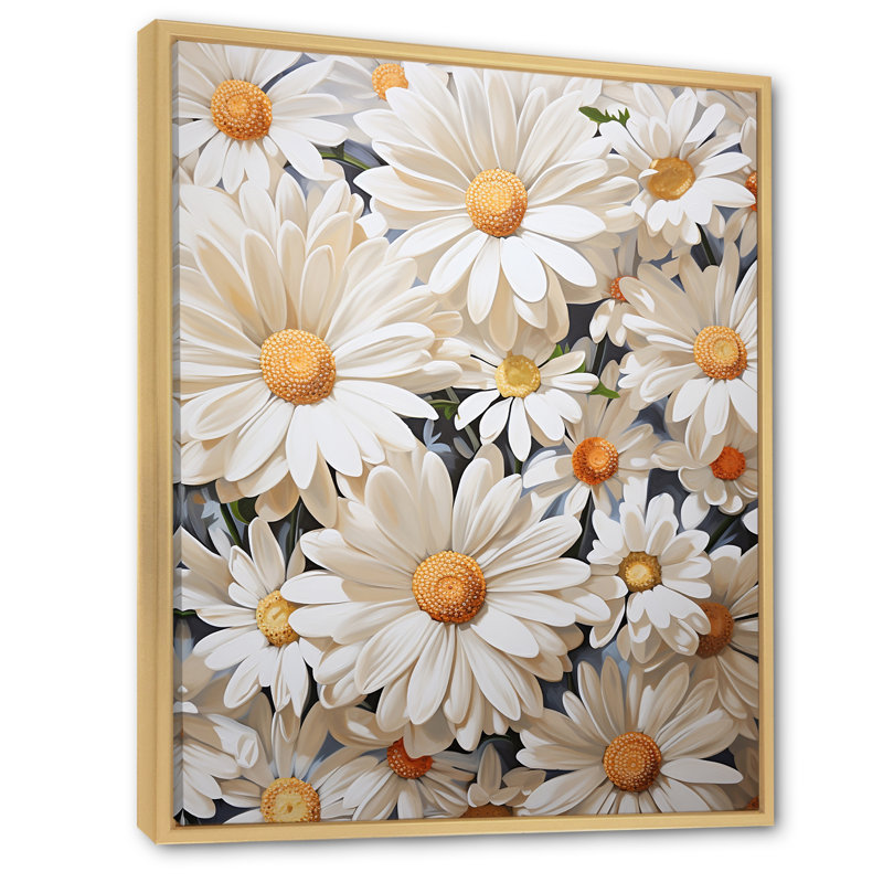 Marguerite blanche en fleurs élégance, H 32 po x l 24 po x P 1 po, Cadre naturel flottant