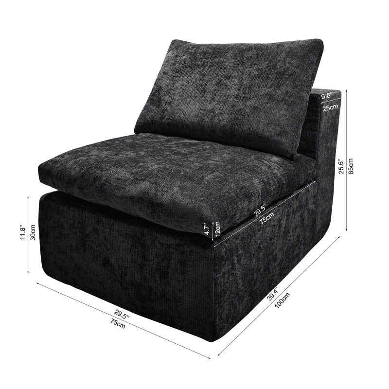 Fauteuil à une place gris avec velours côtelé, modulaire, sans assemblage, méridienne pour un assemblage d'ambiance décontracté, appartement confortable