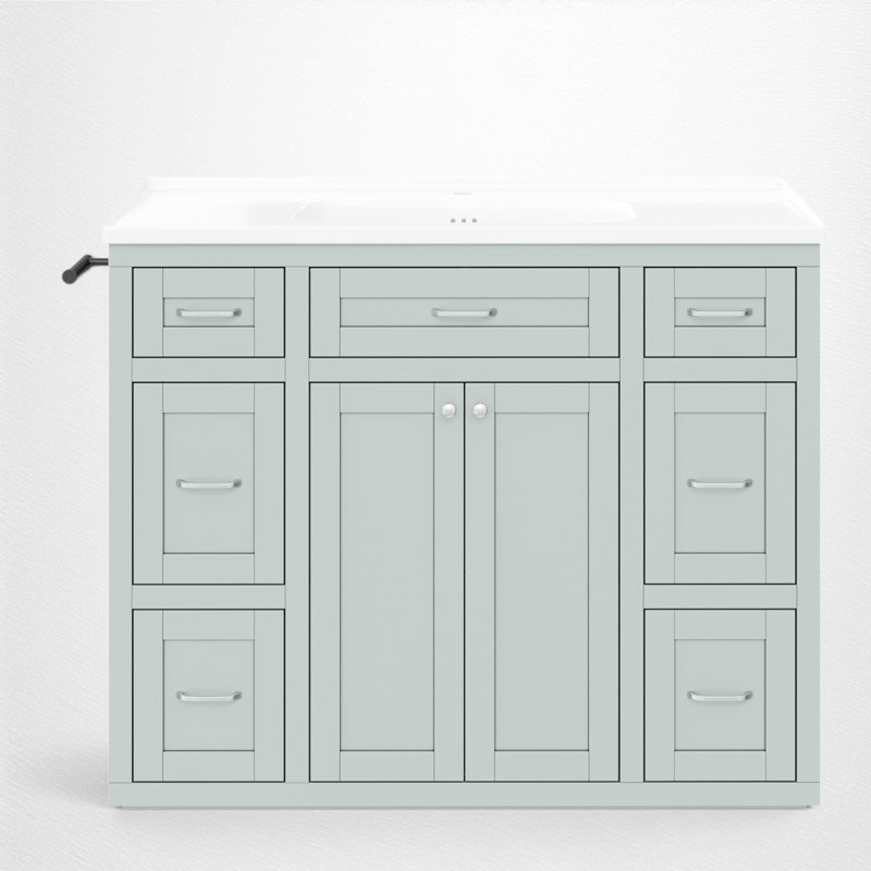 Debie 48'' Single Bathroom Vanity with Ceramic Top, Mint Green