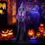 72 po Décorations d'Halloween sorcière debout avec chaudron