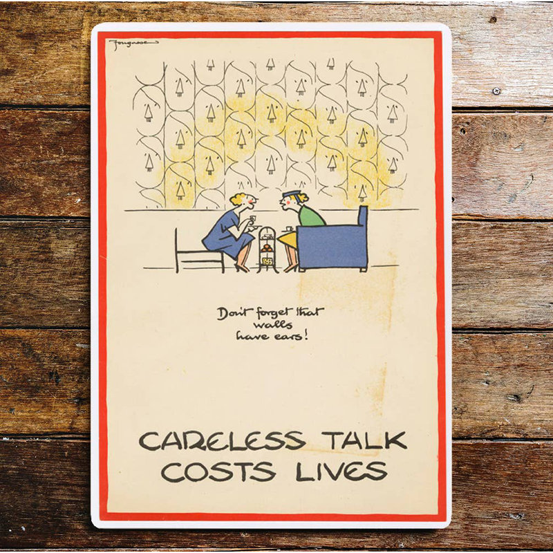 Careless Talk Cost Lives Wall Have Ear - Metal War Wall Sign, 28cm H x 40cm W