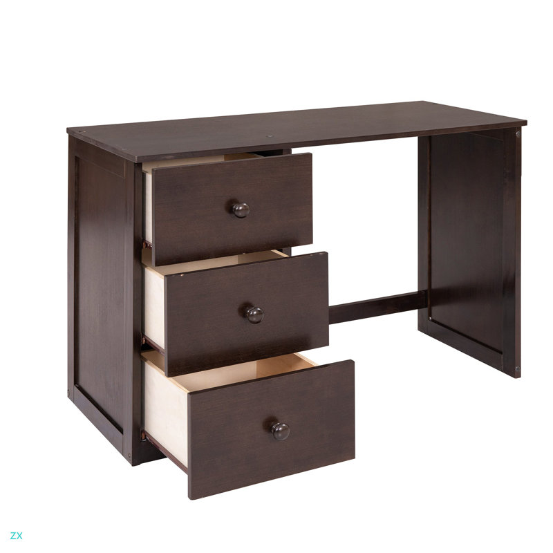 Lit mezzanine simple avec tiroirs, bureau et garde-robe, Lit simple, Espresso